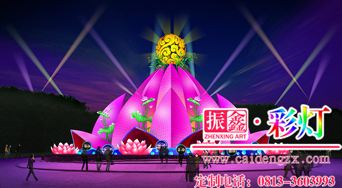 自贡易彩堂彩灯制作公司的“团结奋进”大型灯组